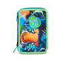 ASTUCCIO triplo scomparto AIR TIGER con 3 zip SJ GANG seven COMPLETO di materiale SCUOLA