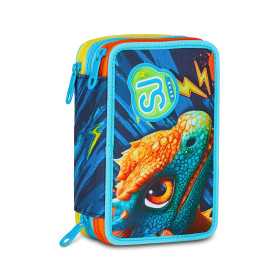 ASTUCCIO triplo scomparto DRAGON GLIDE con 3 zip SJ GANG seven COMPLETO di materiale BOY scuola