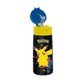 BORRACCIA TERMICA seven POKEMON KID in acciaio inox CON CANNUCCIA tappo a pulsante CALDO E FREDDO