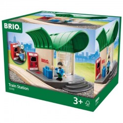 STAZIONE CON BIGLIETTERIA trenino BRIO treni in legno 33745 TRAIN STATION plastica SONORA età 3+