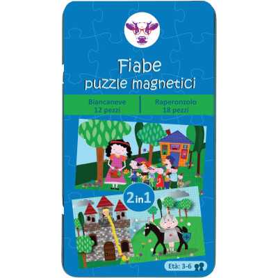 PUZZLE MAGNETICI fiabe 2 in 1 BIANCANEVE E RAPERONZOLO purple cow IN ITALIANO età 3+