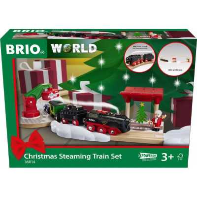 SET TRENO A VAPORE DI NATALE ferrovia BRIO treni in legno TRENINO A BATTERIA 36014 età 3+