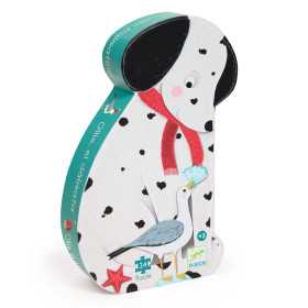 PUZZLE 24 PEZZI con scatola sagomata OLLIE IL DALMATA djeco DJ07286 età 3+
