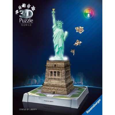 STATUA DELLA LIBERTA' monumento 3D PUZZLE senza colla RAVENSBURGER luminoso 128 PEZZI età 8+