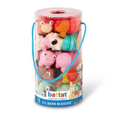 TUBI SENSORIALI che si allungano BATTAT lil barn buddies MIX & MATCH animali della fattoria 15 PEZZI età 12 mesi +