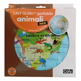 MAPPAMONDO gonfiabile ANIMALI caly MAXI diametro 50 cm GLOBO GEOGRAFICO età 3+