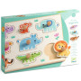 PUZZLE in legno HIPPO'N'CO grandi sagome DJECO animali DJ01123 età 12 mesi +