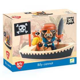 BILY CANNOT pirata con barca in legno ARTY TOYS action figure snodabile DJECO DJ06848 età 3+
