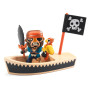 BILY CANNOT pirata con barca in legno ARTY TOYS action figure snodabile DJECO DJ06848 età 3+