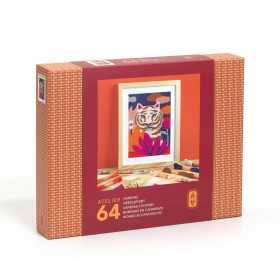 RICAMO SU CANOVACCIO kit artistico ATELIER 64 con cornice in legno DJECO DJ0_GA10064 età 15+