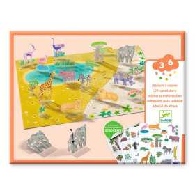 CREA CON GLI ADESIVI riposizionabili ANIMALI kit artistico STICKERS djeco DJ00044 età 3+