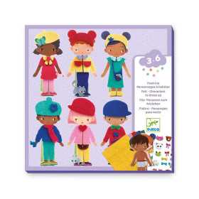 COLLAGE IN FELTRO vestirsi di dolcezza DRESS UP kit artistico SOFT djeco DJ00086 età 3+