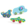 PUZZ & ROLL BARIOLO in legno ANIMALI djeco 2 IN 1 puzzle ad incastro DJ01081 età 18 mesi +