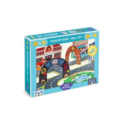 PUZZLE GIGANTE città CRAZY MOTORS con 28 + 6 pezzi DJECO city DJ05499 età 3+