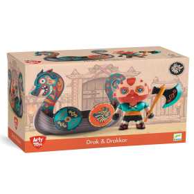 DRAK & DRAKKAR vichingo con barca ARTY TOYS action figure snodabile DJECO DJ06849 età 3+