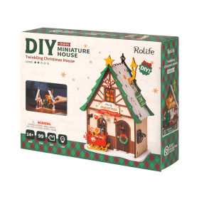 TWINKLING CHRISTMAS HOUSE rolife ROBOTIME in legno DIY MINIATURE HOUSE da montare DS036 età 14+