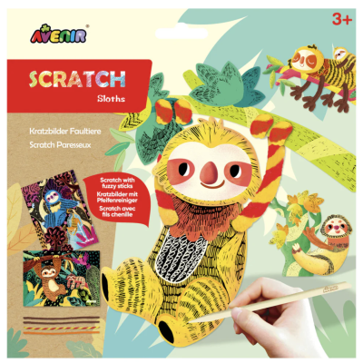 SCRATCH E CINIGLIA sloths BRADIPI kit artistico AVENIR età 3+