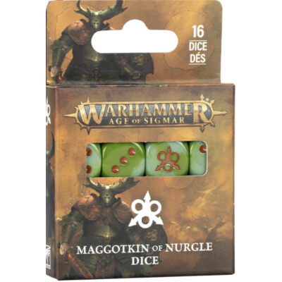 MAGGOTKIN OF NURGLE DICE set di 16 dadi VERDI E MARRONI warhammer AGE OF SIGMAR età 12+