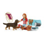 HANNAH E IL SET DELLA NOTTE ALL'APERTO pocket set FARM WORLD miniature in resina SCHLEICH 42748 età 5+
