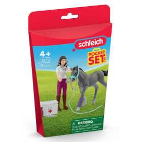 MISS KRAMER CON PULEDRO pocket set FARM WORLD miniature in resina SCHLEICH 42752 età 5+