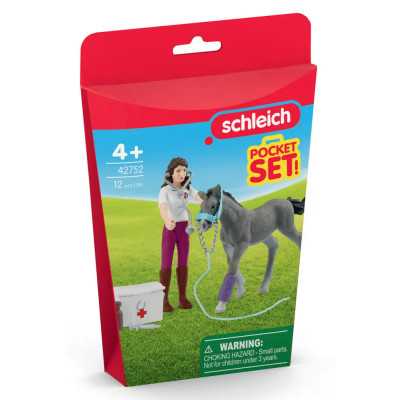 MISS KRAMER CON PULEDRO pocket set FARM WORLD miniature in resina SCHLEICH 42752 età 5+