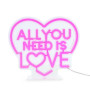 LAMPADA legami ALL YOU NEED IS LOVE led IT'S A SIGN effetto neon ACRILICO