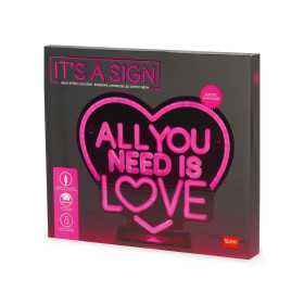 LAMPADA legami ALL YOU NEED IS LOVE led IT'S A SIGN effetto neon ACRILICO