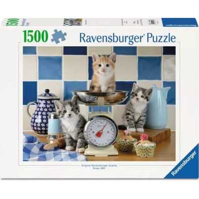 PUZZLE 1500 PEZZI ravensburger GATTINI IN CUCINA originale CATS IN THE KITCHEN softclick