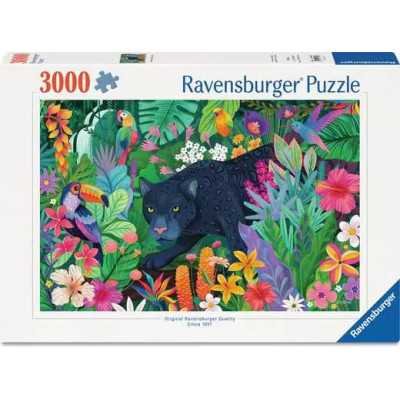 PUZZLE 3000 PEZZI ravensburger PANTERA NELLA GIUNGLA IN FIORE softclick PANTHER IN FLOWERY JUNGLE