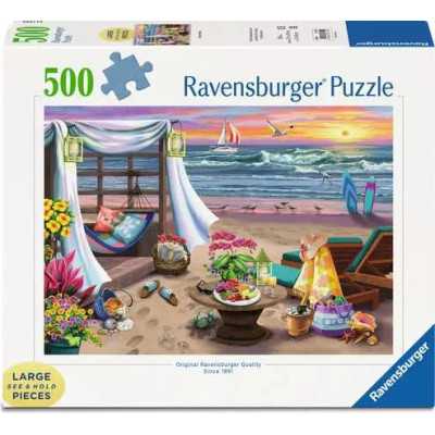 PUZZLE 500 PEZZI ravensburger POMERIGGIO IN SPIAGGIA originale CABANA RETREAT