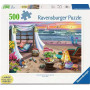 PUZZLE 500 PEZZI ravensburger POMERIGGIO IN SPIAGGIA originale CABANA RETREAT