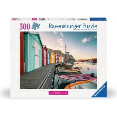 PUZZLE 500 PEZZI ravensburger CASE GALLEGGIANTI A SMOGEN originale BOATHOUSES