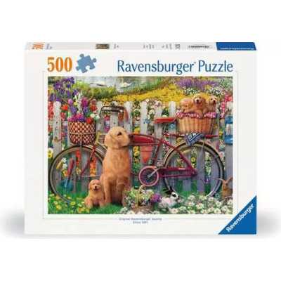 PUZZLE 500 PEZZI ravensburger CUTE DOGS IN THE GARDEN originale AMICI PELOSI IN GIARDINO
