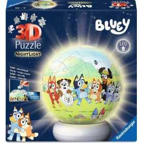 BLUEY palla LUCE NOTTURNA sfera PUZZLE 3D tridimensionale LUMINOSO ravensburger 73 PEZZI età 6+