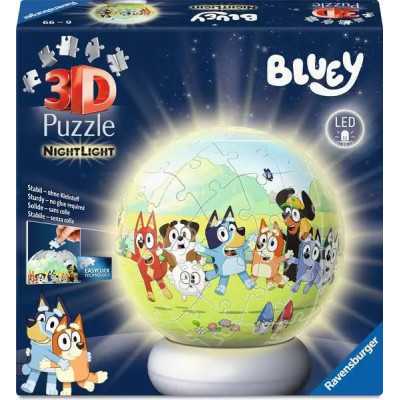 BLUEY palla LUCE NOTTURNA sfera PUZZLE 3D tridimensionale LUMINOSO ravensburger 73 PEZZI età 6+