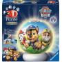 PAW PATROL palla LUCE NOTTURNA sfera PUZZLE 3D tridimensionale NIGHTLIGHT ravensburger 73 PEZZI età 6+