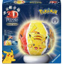 POKEMON palla LUCE NOTTURNA sfera PUZZLE 3D tridimensionale NIGHTLIGHT ravensburger 73 PEZZI età 6+