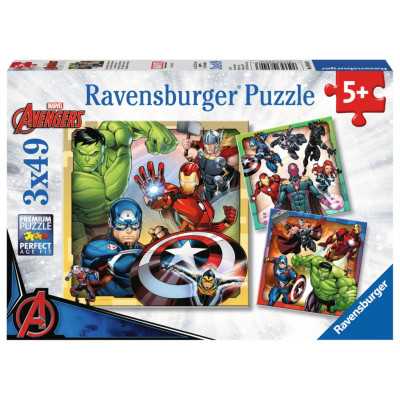 3 PUZZLE DA 49 PEZZI ravensburger AVENGERS 3x49pz MARVEL età 5+