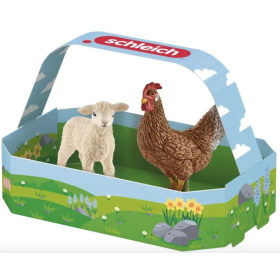 CESTINO DI PASQUA CON AGNELLO E GALLINA miniature in resina MY EASTER FRIENDS schleich 42812 età 4+
