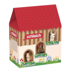 STALLA DI PASQUA CON CONIGLIO GALLO E LAMA miniature in resina MY EASTER ANIMAL STABLE schleich 42813 età 4+