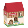 STALLA DI PASQUA CON CONIGLIO GALLO E LAMA miniature in resina MY EASTER ANIMAL STABLE schleich 42813 età 4+