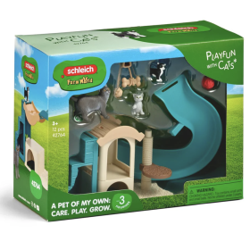 DIVERTIMENTO PER GATTI miniature in resina CAT PLAY FUN schleich FARM WORLD età 3+