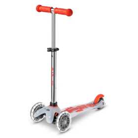 MINI MICRO DELUXE monopattino FLUX plastica e metallo LED a tre ruote ROSSO età 2+