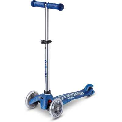 MINI MICRO DELUXE monopattino GLITTER plastica e metallo LED a tre ruote BLU età 2+