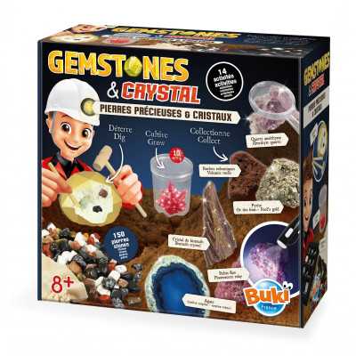 GEMSTONES & CRYSTAL set geologia PIETRE PREZIOSE E CRISTALLI con 27 rocce vere BUKI età 8+