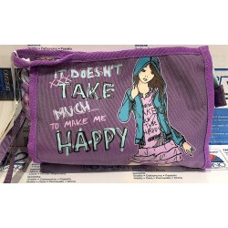 TROUSSE MASCOTTE lilla DIMENSIONE DANZA busta CON ZIP borsa BAG pochette CON MANIGLIA