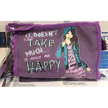 TROUSSE MASCOTTE lilla DIMENSIONE DANZA busta CON ZIP borsa BAG pochette CON MANIGLIA
