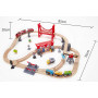 SET ferrovia CITTA' TRAFFICATA busy city TRENO in legno HAPE gioco E3730 trenino BINARI età 3+