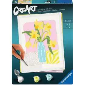 CREART kit artistico DAFFODILS ravensburger FLOREALE con pennello 2 IN 1 età 12+