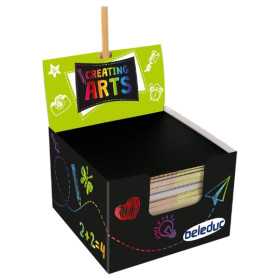 CREATING ARTS kit artistico PER GRAFFITI beleduc BLOCCO DI FOGLI NERI con matite RASCHIETTO età 4+